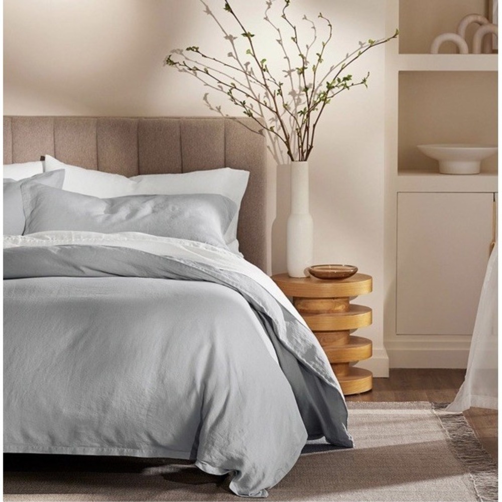 Boll & Branch Linen Duvet Set Full/Queen Blue Shore Luxury $529